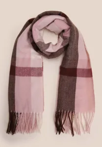 Womens Pink Fringed Check Scarf Womens Pink Fringed Check Scarf