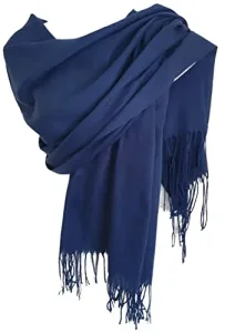 Women's Plain Prom Wedding Cosy Pashmina Scarf (Navy Blue) Women's Plain Prom Wedding Cosy Pashmina Scarf (Navy Blue)