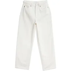 Womens Plaited Waistband Straight Leg Jeans Pants White 30