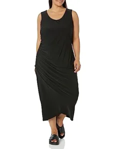 Women's Plus Size High Twist Ruched Dress, Black Onyx, 2X