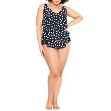 Women's Plus Size Tankini V Tiered PRT, Nautical Spot, 18 Plus Women's Plus Size Tankini V Tiered PRT, Nautical Spot, 18 Plus