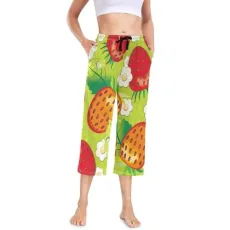 Women's Pyjama Bottoms Strawberry Pattern Pajama Pant Cropped Trousers Pajama Lounge Pants Loungewear Nightwear Yoga Casual Pants Women's Pyjama Bottoms Strawberry Pattern Pajama Pant Cropped Trousers Pajama Lounge Pants Loungewear Nightwear Yoga Casual Pants