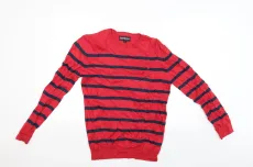 Womens Red Striped Pullover Jumper Size S Womens Red Striped Pullover Jumper Size S