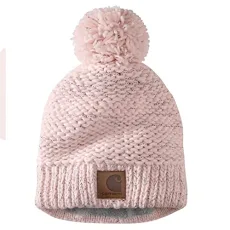 Women's Rib Knit Sherpa-Lined PomPom Beanie, Pink Salt, One Size Women's Rib Knit Sherpa-Lined PomPom Beanie, Pink Salt, One Size