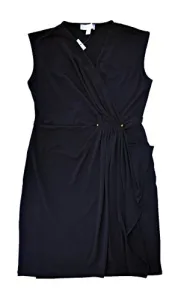 Women's Ruched Sheath Dress, Black, Size M