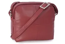 Women's Small Leather Crossbody Bag - Shoulder Bag With Long Adjustable Strap - Multiple Pockets - HOLLY 18939 - Red Women's Small Leather Crossbody Bag - Shoulder Bag With Long Adjustable Strap - Multiple Pockets - HOLLY 18939 - Red