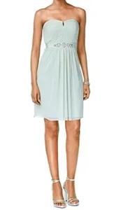 Women's Strapless Ruched Dress (14, Mint)