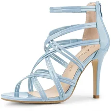 Women's Strappy Stiletto Heel Lace Up Sandals Sky Blue 8 UK/Label Size 10 US Women's Strappy Stiletto Heel Lace Up Sandals Sky Blue 8 UK/Label Size 10 US