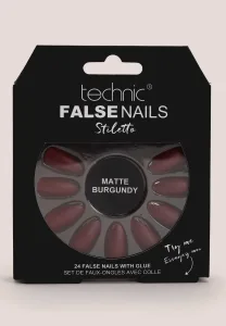 Womens Technic Burgundy Stiletto Matte False Nails Womens Technic Burgundy Stiletto Matte False Nails