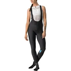 Women's VELOCISSIMA BIBTIGHT Leggings, Black/Teal Blue, Large