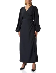 Women's Vigraffy Long Wrap L/S Dress-Noos, Black, 10 Women's Vigraffy Long Wrap L/S Dress-Noos, Black, 10