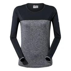 Women's Voyager Long Sleeve Tech Tee Base Layer, Carbon Marl/Jet Black, 16 Women's Voyager Long Sleeve Tech Tee Base Layer, Carbon Marl/Jet Black, 16
