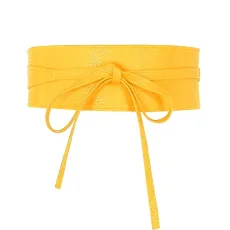 Women's Waist Belt, Wide Obi Belt, Classic Wrap Belt, light yellow, One size Women's Waist Belt, Wide Obi Belt, Classic Wrap Belt, light yellow, One size