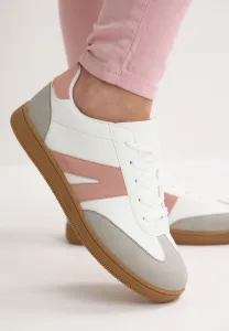 Womens White & Pink Retro Gum Sole Trainers Womens White & Pink Retro Gum Sole Trainers