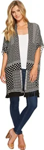 Women's Wrap Cardigan, Black/Sugar, M/L