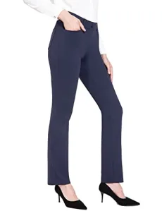 Women's Yoga Trousers Elastic Business Trousers Bootcut Flare Trousers Jazz Trousers Jeggings 73 cm / 78 cm with Pocket, blue/78cm inseam, XXL