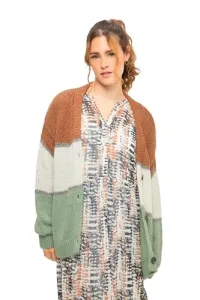 Womenswear Plus Size Curvy Oversize Striped Chunky Knit Cardigan Aloe Vera 58+ 824125425-58+