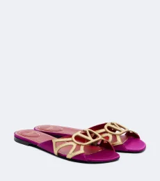 Wonderweb satin and leather slides Wonderweb satin and leather slides