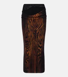 Wood trompe l'œil tulle midi skirt Wood trompe l'œil tulle midi skirt