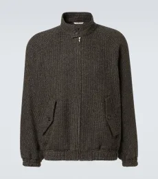 Wool, alpaca, and silk tweed blouson jacket Wool, alpaca, and silk tweed blouson jacket