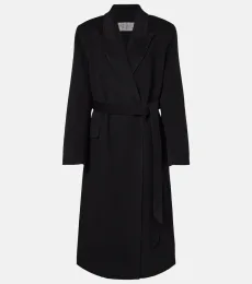 Wool and cashmere wrap coat