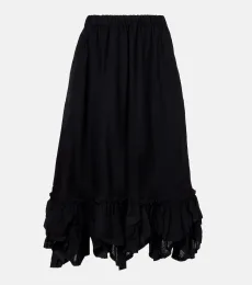 Wool-blend midi skirt
