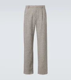 Wool-blend straight pants