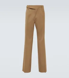 Wool-blend twill suit pants