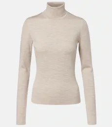 Wool, cashmere, and silk turtleneck top