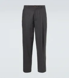 Wool, cotton and silk tapered pants