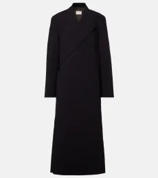 Wool crÃªpe wrap coat