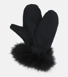 Wool-trimmed down gloves Wool-trimmed down gloves