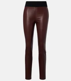 Wool-trimmed leather slim pants Wool-trimmed leather slim pants
