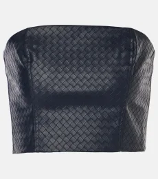 Woven faux leather bandeau top Woven faux leather bandeau top