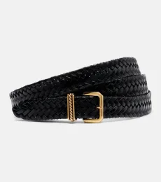 Woven leather belt