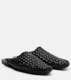 Woven leather mules Woven leather mules