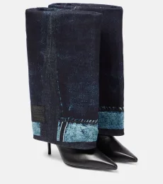 x Jean Paul Gaultier Bottes en cuir et denim