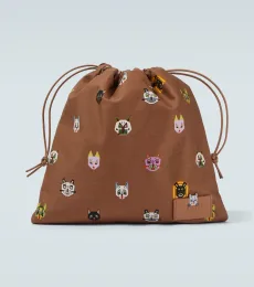 x Louis Wain Pochette Cats en coton et cuir x Louis Wain Pochette Cats en coton et cuir