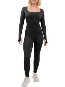 ® Yoga Jumpsuit for Women UK Tummy Control shapewear Long Sleeve Square Neck Stretchy All in One Unitard Playsuit Ribbed Workout Bodysuit Padded Sports Gym Daily Wear Skinny Tracksuit ® Yoga Jumpsuit for Women UK Tummy Control shapewear Long Sleeve Square Neck Stretchy All in One Unitard Playsuit Ribbed Workout Bodysuit Padded Sports Gym Daily Wear Skinny Tracksuit