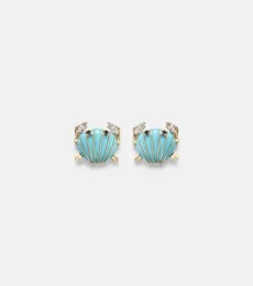 Yvonne LÃon Crabe Coquillage 9kt gold earrings with gemstones