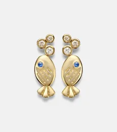 Yvonne LÃon Sous L'eau 9kt gold earrings with diamonds and sapphires
