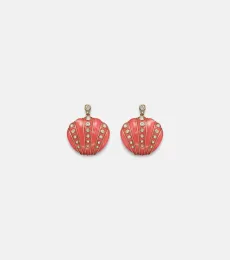 Yvonne Léon Boucles doreilles Coquillage Corail en or 9 ct et diamants Yvonne Léon Boucles doreilles Coquillage Corail en or 9 ct et diamants