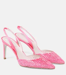 Zapatos destalonados de satén con cristales Zapatos destalonados de satén con cristales