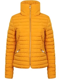 Zelda Funnel Neck Quilted Jacket in Old Gold - -14 Zelda Funnel Neck Quilted Jacket in Old Gold - -14
