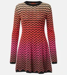 Zig Zag ombrÃ cotton-blend minidress