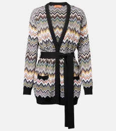 Zigzag belted cardigan