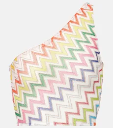 Zigzag one-shoulder lamà top Zigzag one-shoulder lamà top
