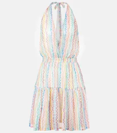 Zigzag sheer halterneck minidress