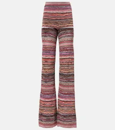 Zigzag striped lamÃ flared pants