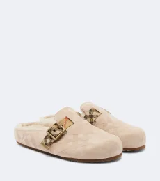 Zuecos Urchin de ante con borrego y Burberry Check Zuecos Urchin de ante con borrego y Burberry Check